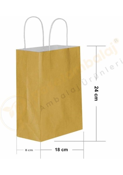 Altın Kraft Çanta Küçük Boy 18X8X24 cm 25 Adet