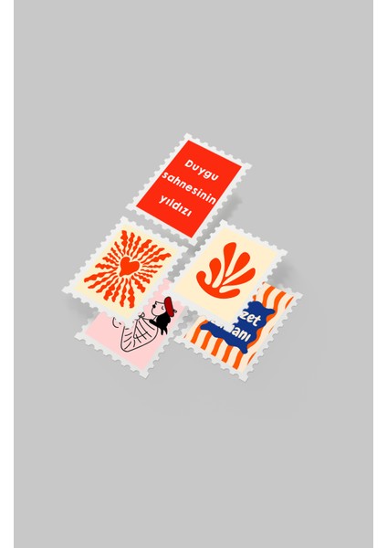 Renkli Pul Sticker Seti 20'li - Bullet Journal Ajanda Scrapbook modelleri