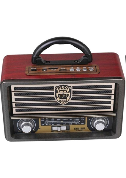 Nostaljik Ahşap Bluetooth Radyo, Eskitme Tasarım, 113BT, Şık ve Sıcak Sesli