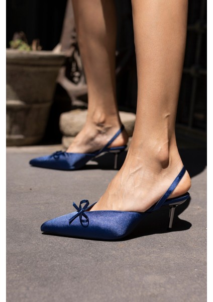 Babes Kadın Leopar Saten Özel Ökçe Topuklu Ayakkabi