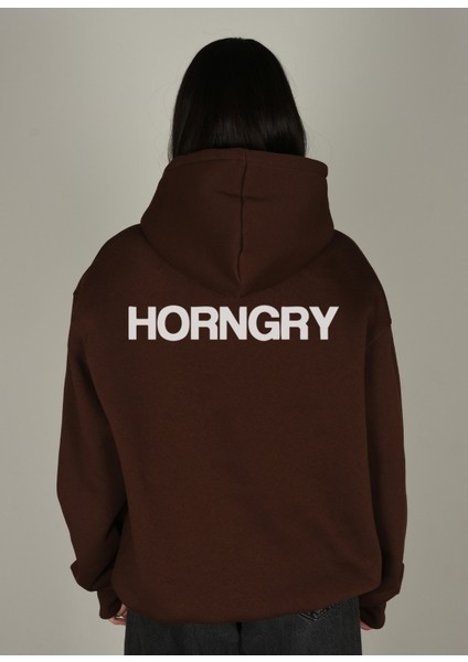 Horn Baskılı Kapüşonlu Sweatshirt