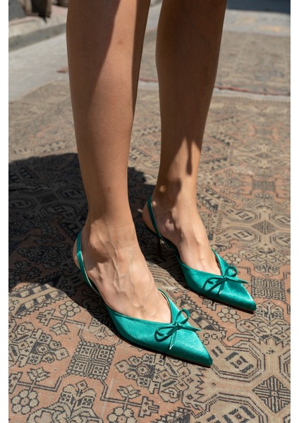 Babes Kadın Leopar Saten Özel Ökçe Topuklu Ayakkabi