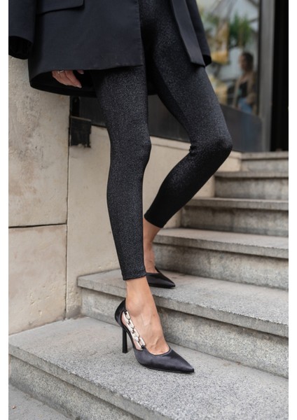 Viego Kadin Siyah Saten Topuklu Abiye Ayakkabi fiyatları