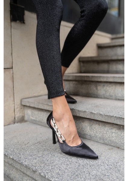 Viego Kadin Siyah Saten Topuklu Abiye Ayakkabi modelleri