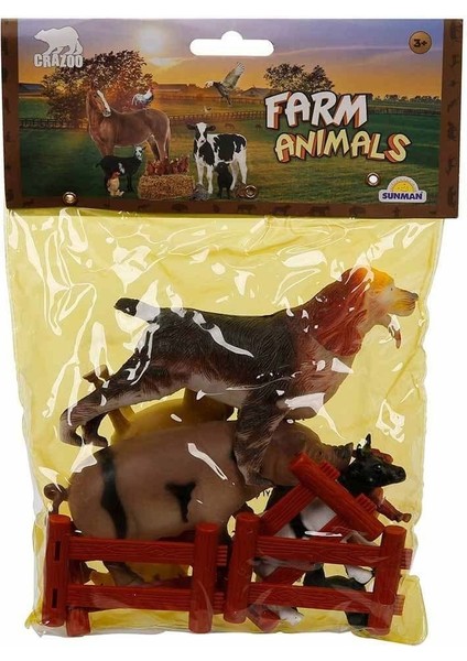 0708 Çiftlik Hayvanları Poşetli Hayvan Oyun Seti Orta Boy- Sunman