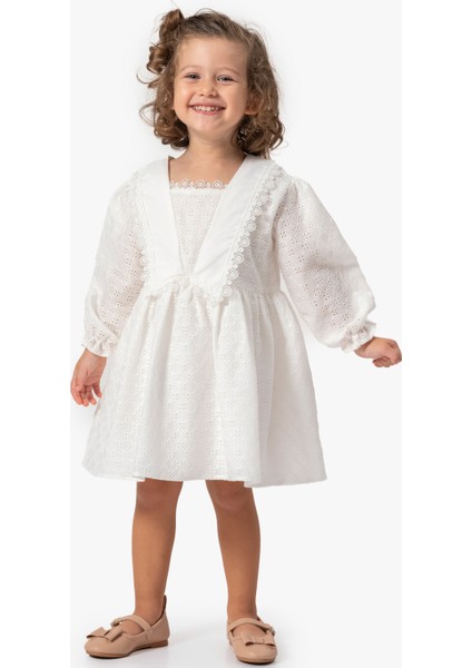 Kız Bebek Elbise Kız Çocuk Elbise Doğum Günü Parti Düğün Uzun Kollu Astarlı Pamuk Elbise