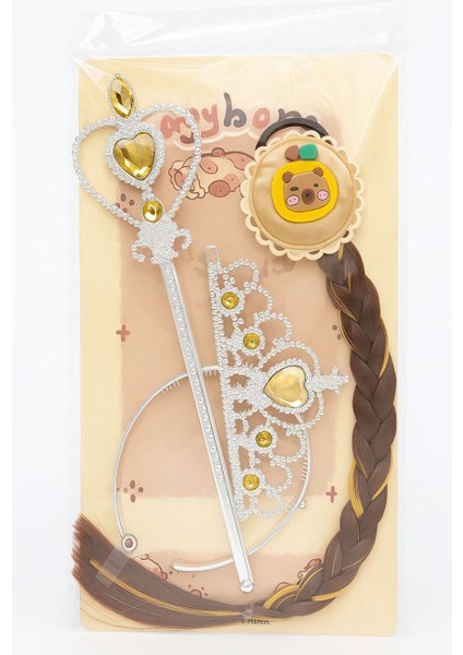 Capybara Örgü Saç Taç Asa Set