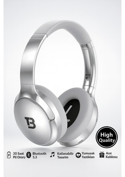 Beat Kablosuz Kulaküstü Kulaklık – Bluetooth Kulaklık 5.3, Katlanabilir, Mikrofonlu, Aux Girişli