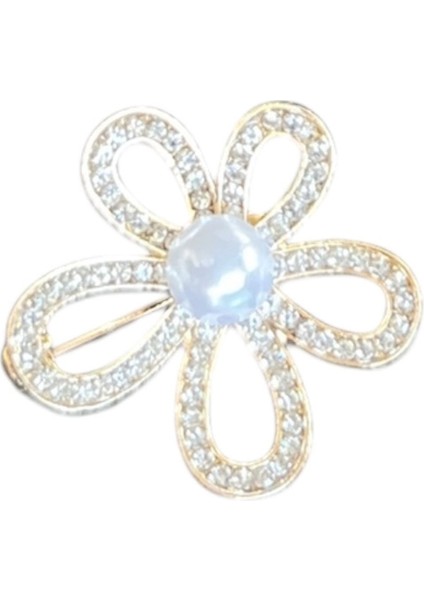 Incili Çiçek Broş