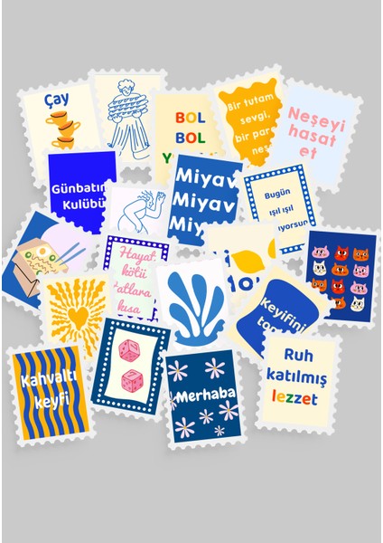 Renkli Pul Sticker Seti 20'li - Bullet Journal Ajanda Scrapbook