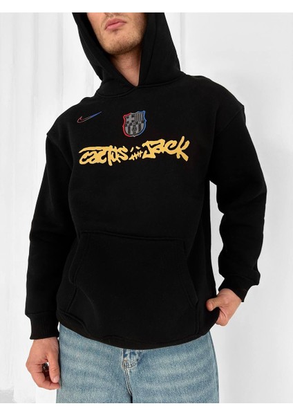 Fc Barcelona Logolu Ön Baskılı Kapşonlu Sweatshirt modelleri