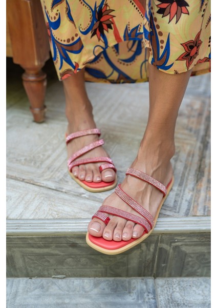 Jinx Kadin Mercan Gercek Deri Taşli Terlik indirimleri