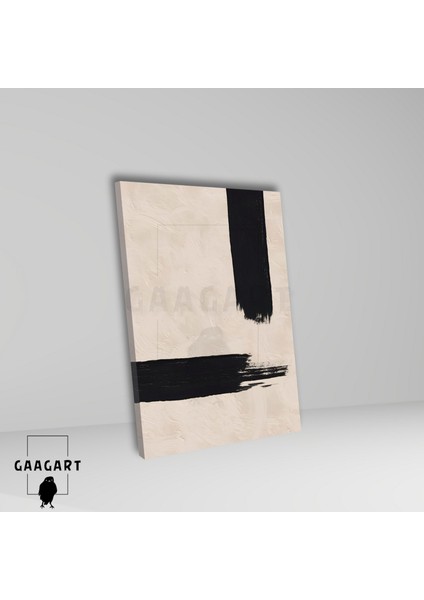 Tekli Dikey Kanvas Tablo Soyut Kremrengi Siyah Çizgi fiyatları
