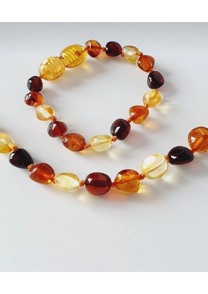 Damla Kehribar Bebek Kolye Bileklik Set fiyatları