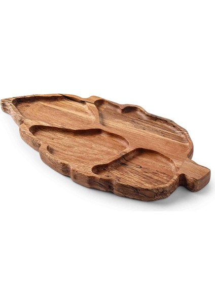 Leaf 4 Bölmeli Ahşap Kayın Ağacı Çerezlik