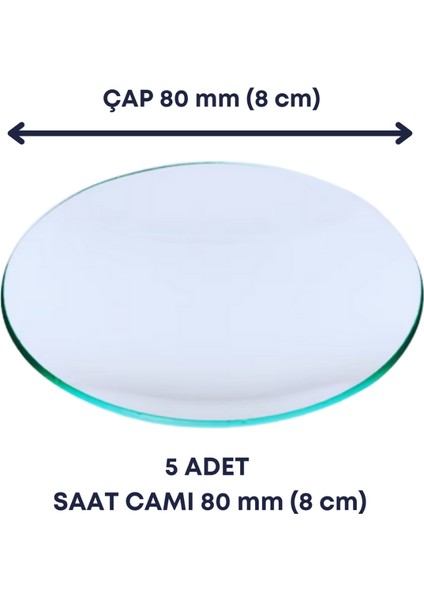 Saat Camı 5 Adet 80 mm (8 Cm) Veya 120 mm (12 Cm) Beher Kapağı Laboratuvar Kullanımı Için