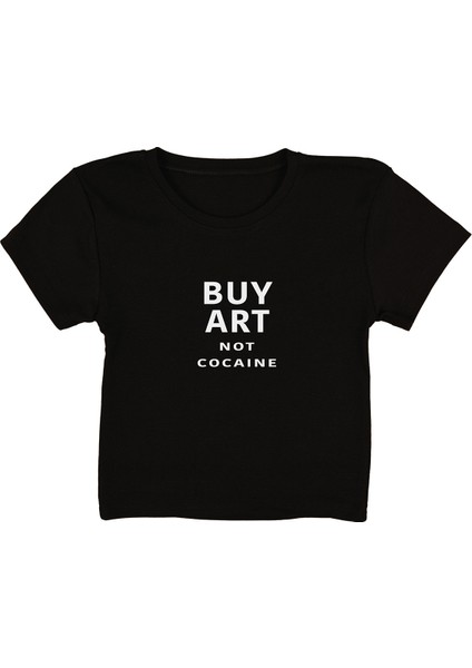 Buy Art Baskılı Siyah Crop Top