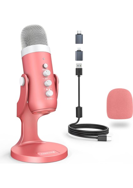 X66 USB Mikrofon – Stüdyo Kalitesinde Ses, Gürültü Engelleme ve Eko Kontrolü (Gaming, Podcast, Asmr, Streaming Için Pc/ps5/mac/ios Uyumlu)