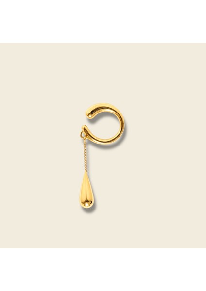Zincirli Damla Earcuff Küpe | Gold ve Silver Renk | Deliksiz Kullanım | Trend Sallantılı Küpe modelleri