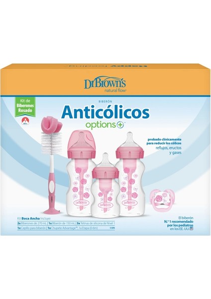 Dr Brown's Geniş Ağız Anti Kolik Options+ Pp Biberon Hediye Seti Pembe fiyatları