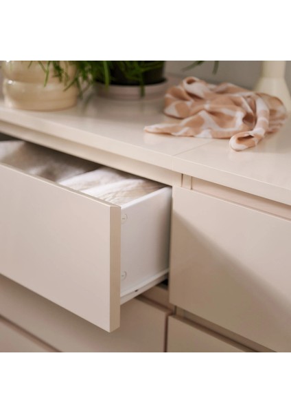 Malm 3 Çekmeceli Şifonyer Açık Turuncu Parlak Cila 80 x 78 cm modelleri