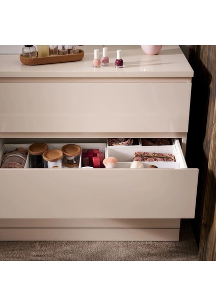 Malm 3 Çekmeceli Şifonyer Açık Turuncu Parlak Cila 80 x 78 cm fırsatları