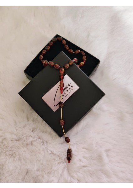 Kahve Siyah Renk Beyzi Kesim Toz Kehribar Tesbih