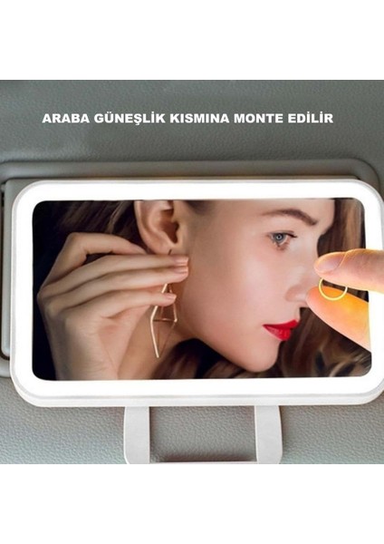 Şarjlı Araç Güneşlik Makyaj Aynası | Dokunmatik LED Işıklı | 3 Mod + Ayarlanabilir Işık indirimleri