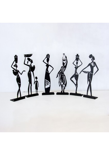 6 Lı Afrikalı Kadınlar Temalı Dekoratif Metal Şamdan Mumluk fırsatları
