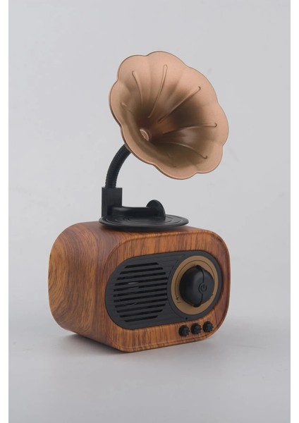 Kahverengi Nostalji Radyo ve Bluetooth Hoparlör Vk-B5 Gramafon fiyatları