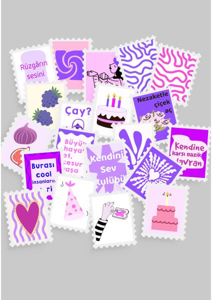 Renkli Pul Sticker Seti 20'li - Bullet Journal Ajanda Scrapbook