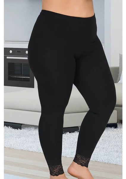 Lady Paça Dantel Büyük Beden Tayt