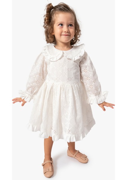 Kız Bebek Elbise Kız Çocuk Elbise Doğum Günü Parti Düğün Uzun Kollu Astarlı Pamuk Elbise