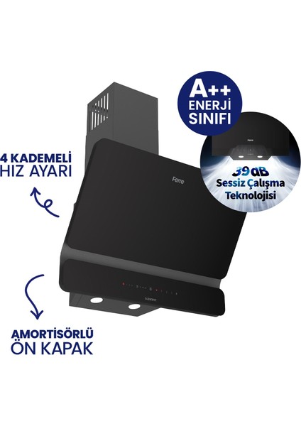 Flowart Turbolu Amörtisörlü Silenart Siyah Cam Ankastre Set ( Kaymaz Döküm Izgara ) QBL62CS - SC205 - D080SA fırsatları