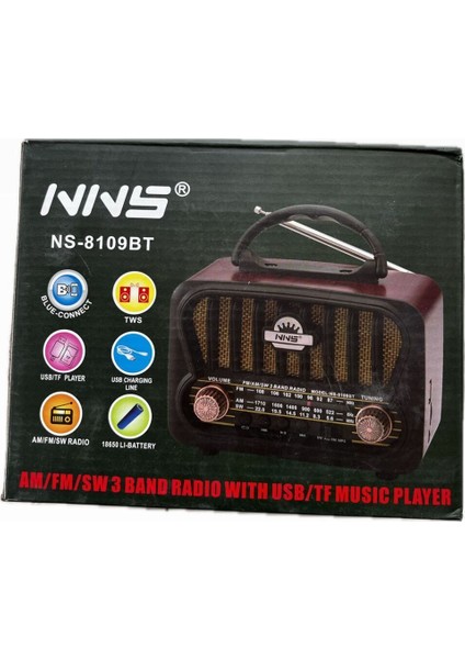 Kahverengi Büyük Boy Nostaljik Radyo, Bt/usb/fm, Şık ve Kullanışlı Tasarım