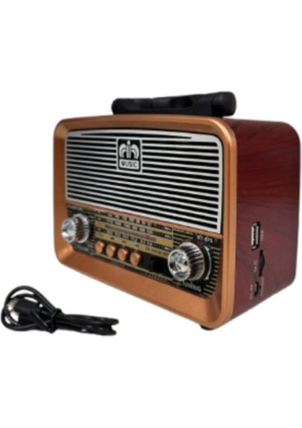 Kahverengi Nostalji Bluetooth Radyo, Usb/sd/fm, Müzik Kutusu, Retro Tasarım
