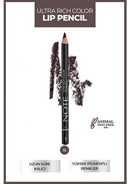 Note Ultra Rich Dudak Kalemi 15 Mat Siyah Renk Suya Dayanıklı Profesyonel Makyaj fiyatları