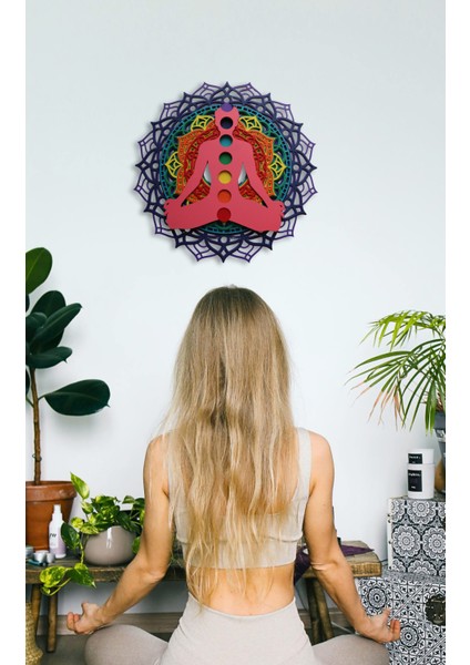 Ahşap Duvar Dekoru Çakra Temalı El Işçiliğiyle Boyanmış "yaşam Enerjisi" Mandala fiyatları