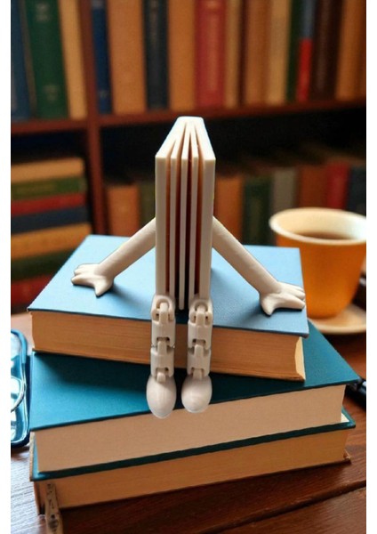 Dekoratif Kitap Oturan Figür Tasarımlı, Modern Kitaplık ve Masa Üstü Aksesuar 5 cm 3D