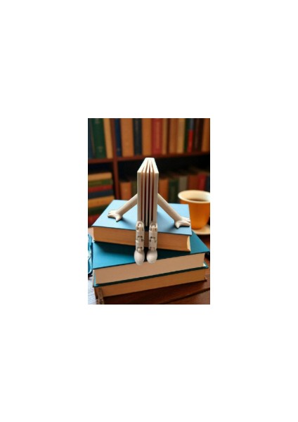 Dekoratif Kitap Oturan Figür Tasarımlı, Modern Kitaplık ve Masa Üstü Aksesuar 5 cm 3D indirimleri