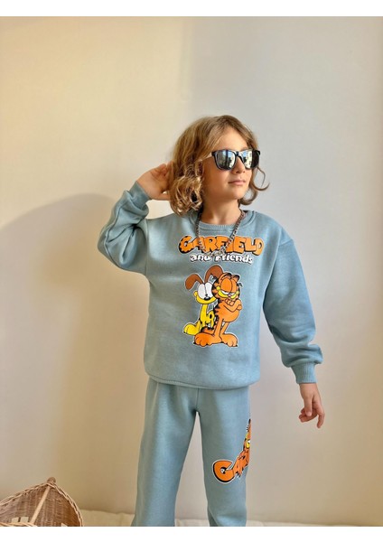 Garfield Baskılı Şardonlu 3 Iplik Sweatshirt-Eşofman Altı Kışlık Erkek Çocuk Takım fiyatları