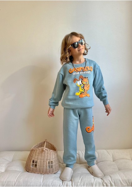 Garfield Baskılı Şardonlu 3 Iplik Sweatshirt-Eşofman Altı Kışlık Erkek Çocuk Takım fırsatları
