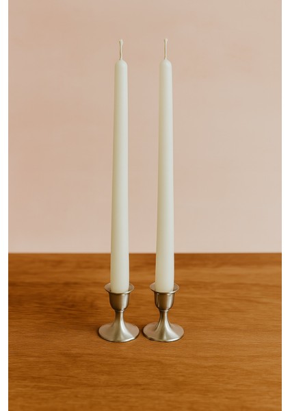 Home Luma 2'li Beyaz Renk Şamdan Mum