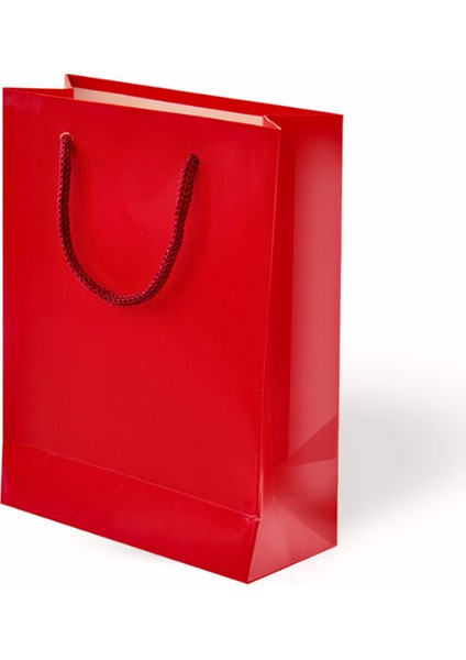 Hediyelik Lüks El Ipi Saplı Kırmızı Karton Çanta 25 * 30 cm 5 Adet