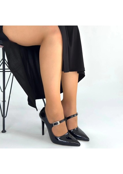 Tiej Siyah Rugan Stiletto Ayakkabı fırsatları