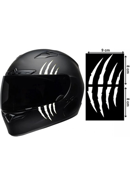 Motorsiklet Kask Pençe Beyaz Sticker 9X16 cm