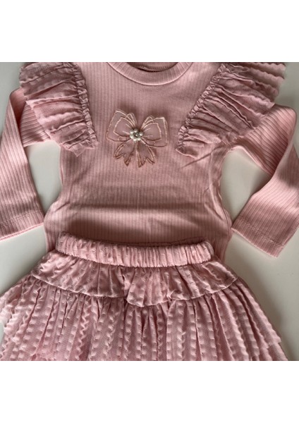 441817 Kız Çocuk Krem Lovely Bow Tül Katlı Etek Üst Takım fiyatları