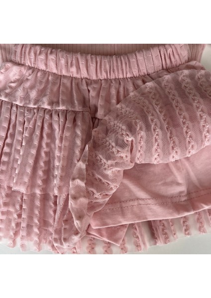 441817 Kız Çocuk Krem Lovely Bow Tül Katlı Etek Üst Takım fırsatları