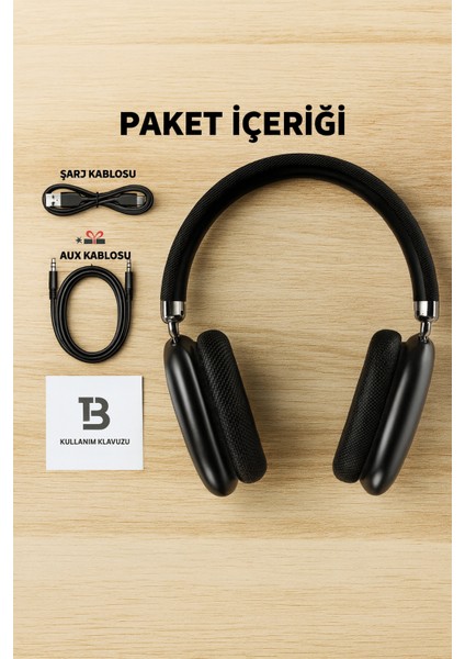 Wave Kablosuz Kulaküstü Kulaklık – Bluetooth Kulaklık 5.3, Katlanabilir, Mikrofonlu, Aux Girişli