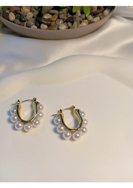 Inci Detaylı Şık Çelik Küpe modelleri